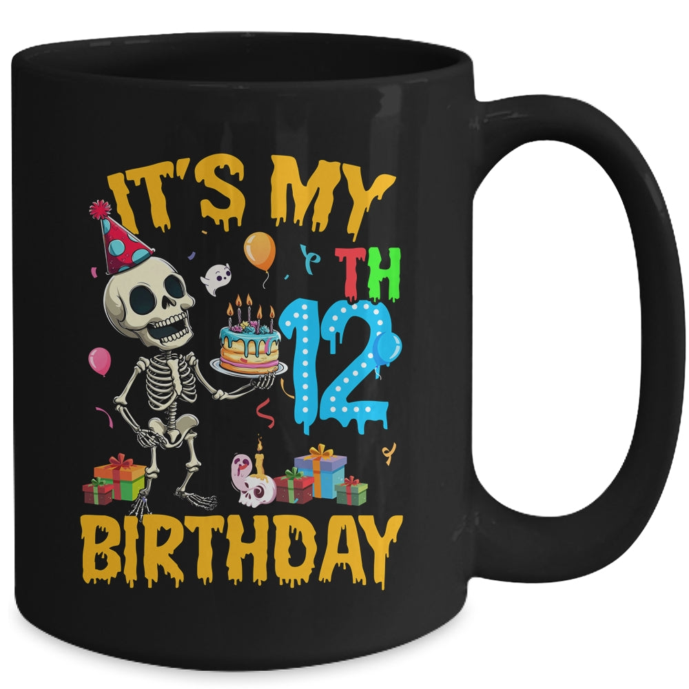 It's My 12th Birthday Party Halloween Skeleton Birthday Kids Mug | teecentury