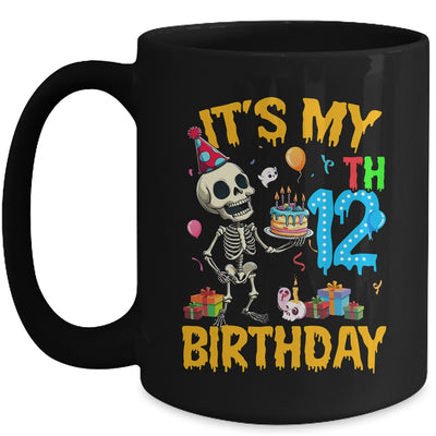 It's My 12th Birthday Party Halloween Skeleton Birthday Kids Mug | teecentury