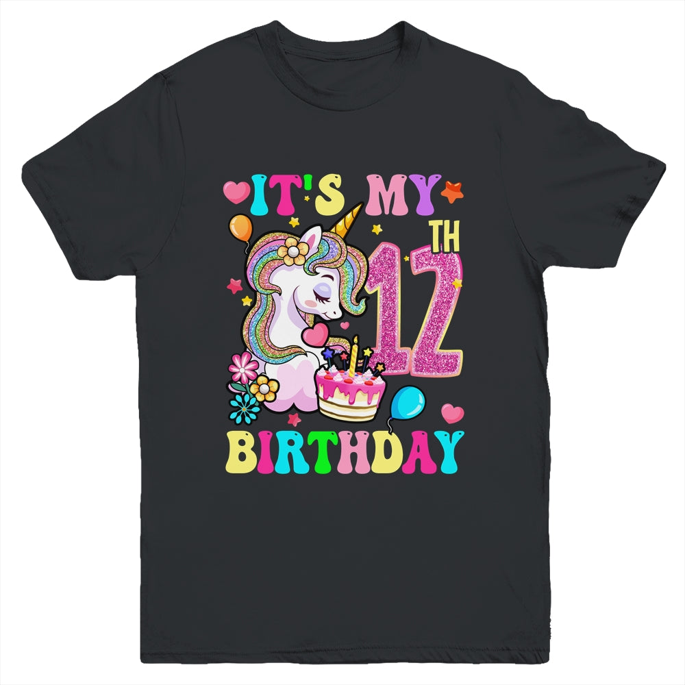 It's My 12th Birthday Unicorn Girls Funny 12 Year Old Youth Shirt | teecentury