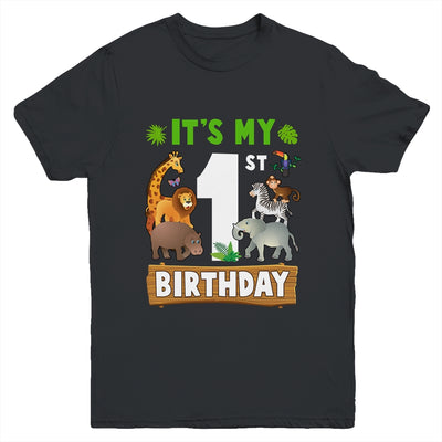 It's My 1st Birthday Zoo Jungle Safari 1 Years Old Birthday Youth Shirt | teecentury