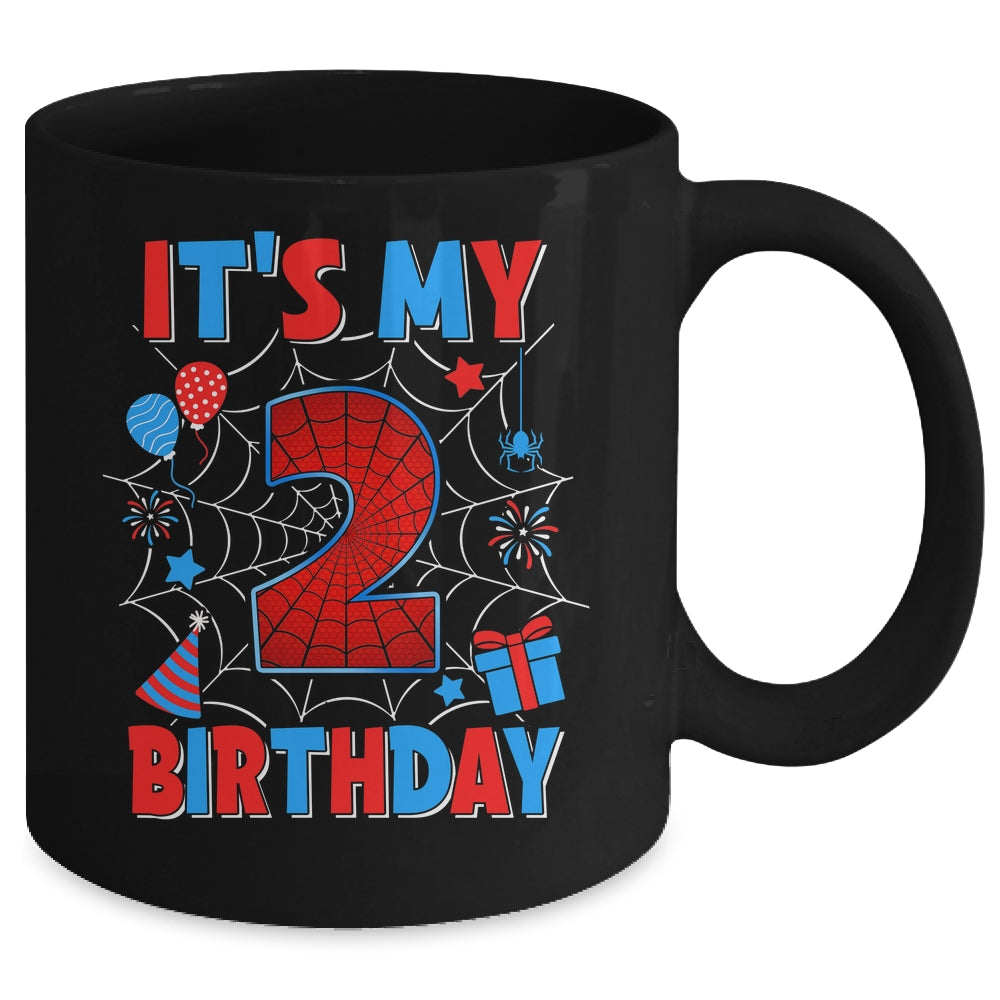 It's My 2nd Birthday Spider Web Theme Party 2 Years Old Boys Mug | teecentury