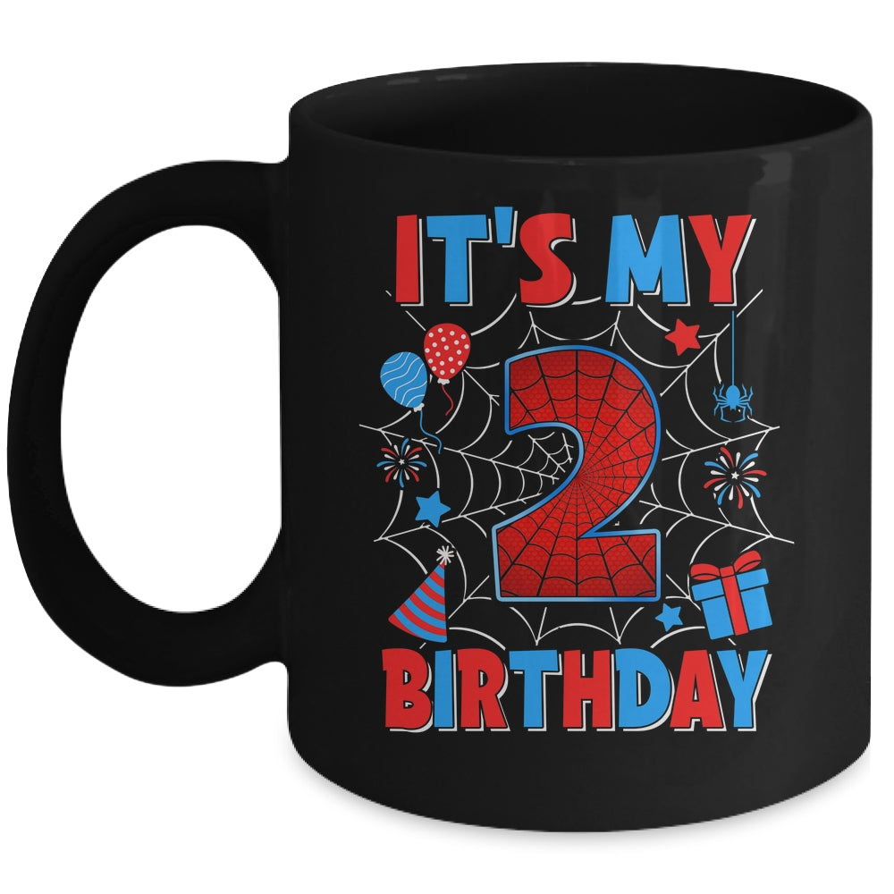 It's My 2nd Birthday Spider Web Theme Party 2 Years Old Boys Mug | teecentury