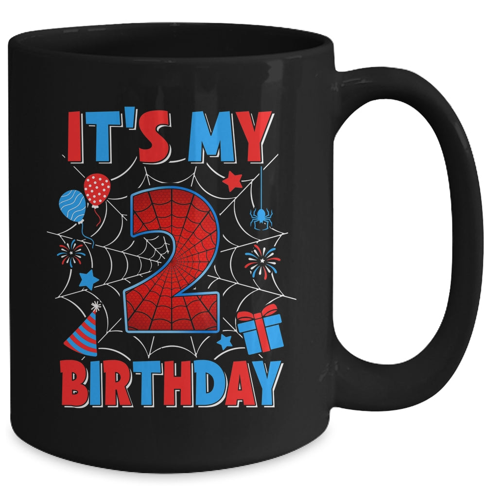 It's My 2nd Birthday Spider Web Theme Party 2 Years Old Boys Mug | teecentury