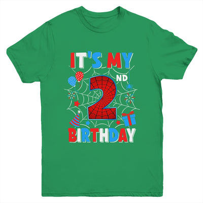 It's My 2nd Birthday Spider Web Theme Party 2 Years Old Boys Youth Shirt | teecentury