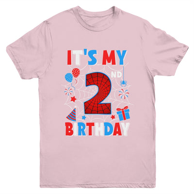 It's My 2nd Birthday Spider Web Theme Party 2 Years Old Boys Youth Shirt | teecentury