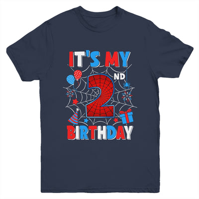 It's My 2nd Birthday Spider Web Theme Party 2 Years Old Boys Youth Shirt | teecentury