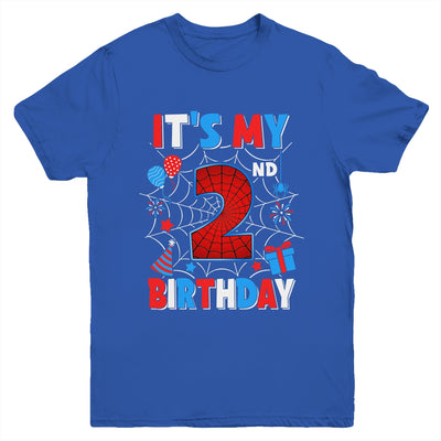 It's My 2nd Birthday Spider Web Theme Party 2 Years Old Boys Youth Shirt | teecentury