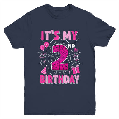 It's My 2nd Birthday Spider Web Theme Party 2 Years Old Girl Youth Shirt | teecentury
