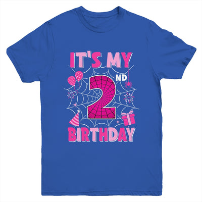 It's My 2nd Birthday Spider Web Theme Party 2 Years Old Girl Youth Shirt | teecentury