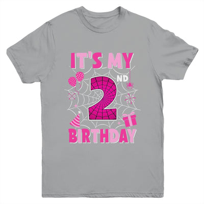 It's My 2nd Birthday Spider Web Theme Party 2 Years Old Girl Youth Shirt | teecentury