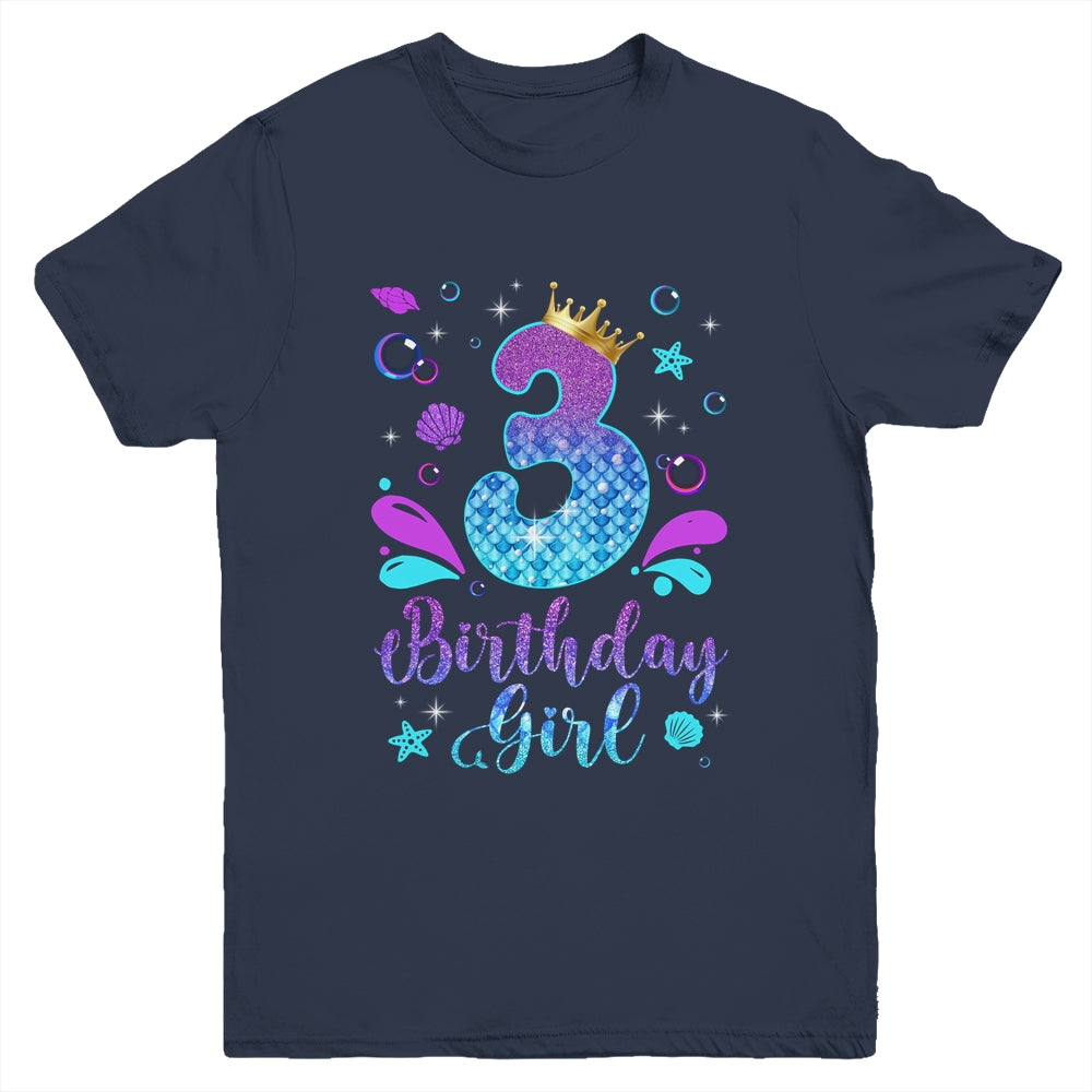 It's My 3rd Bday Mermaid Funny Birthday Girls 3 Years Old Youth Shirt | teecentury
