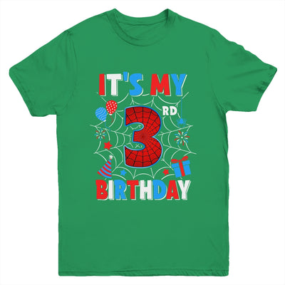 It's My 3rd Birthday Spider Web Theme Party 3 Years Old Boys Youth Shirt | teecentury
