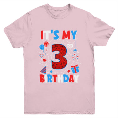 It's My 3rd Birthday Spider Web Theme Party 3 Years Old Boys Youth Shirt | teecentury
