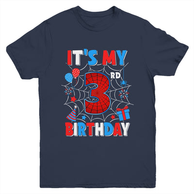 It's My 3rd Birthday Spider Web Theme Party 3 Years Old Boys Youth Shirt | teecentury
