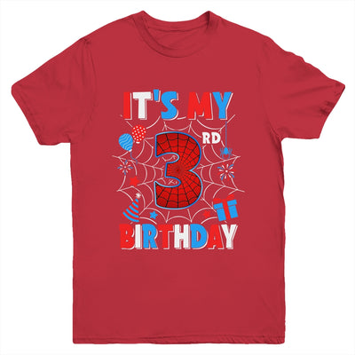 It's My 3rd Birthday Spider Web Theme Party 3 Years Old Boys Youth Shirt | teecentury