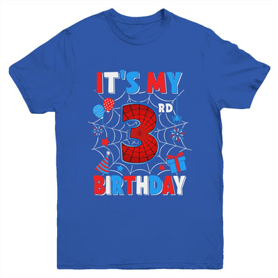It's My 3rd Birthday Spider Web Theme Party 3 Years Old Boys Youth Shirt | teecentury