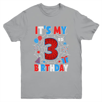 It's My 3rd Birthday Spider Web Theme Party 3 Years Old Boys Youth Shirt | teecentury
