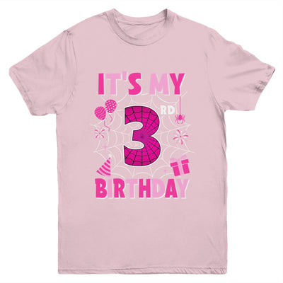 It's My 3rd Birthday Spider Web Theme Party 3 Years Old Girl Youth Shirt | teecentury