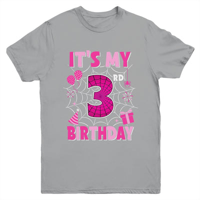 It's My 3rd Birthday Spider Web Theme Party 3 Years Old Girl Youth Shirt | teecentury