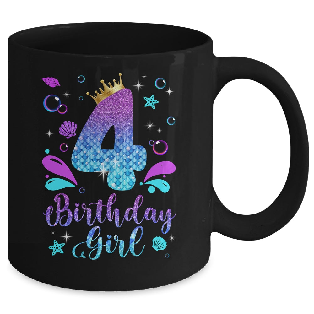 It's My 4th Bday Mermaid Funny Birthday Girls 4 Years Old Mug | teecentury
