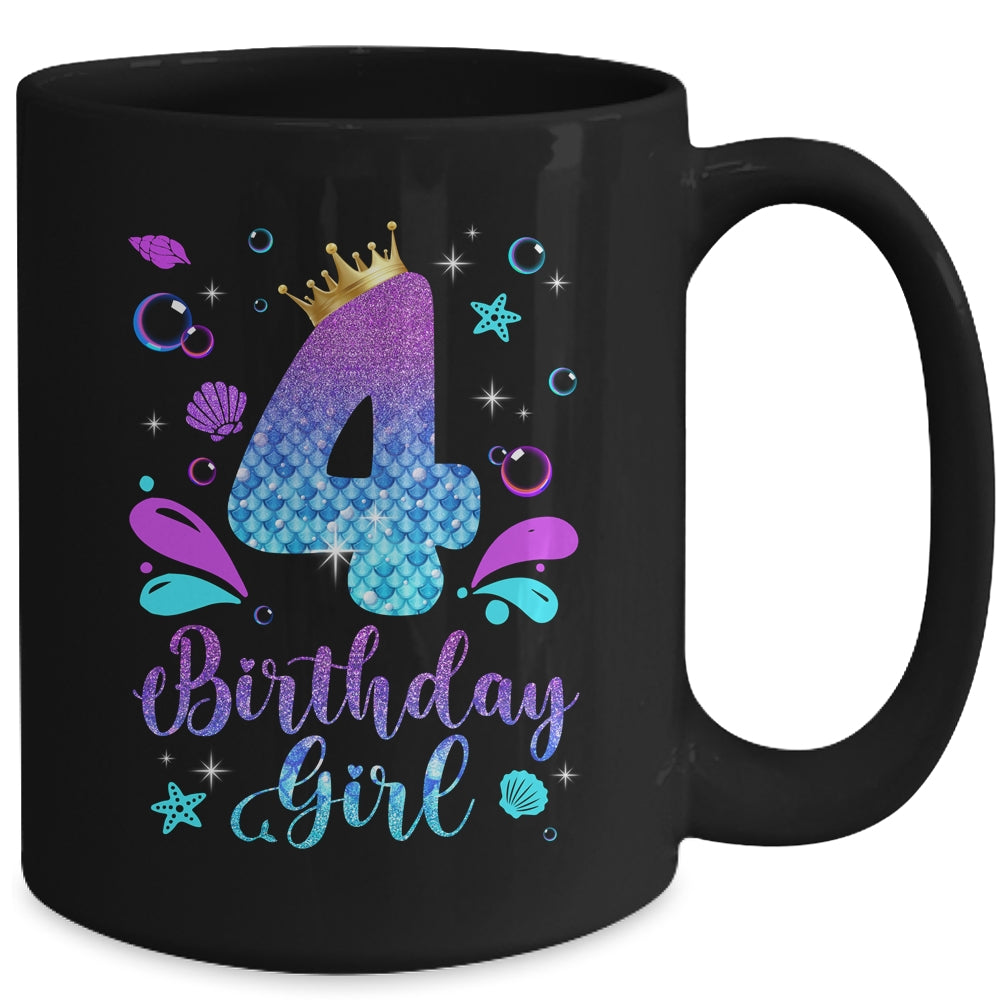It's My 4th Bday Mermaid Funny Birthday Girls 4 Years Old Mug | teecentury
