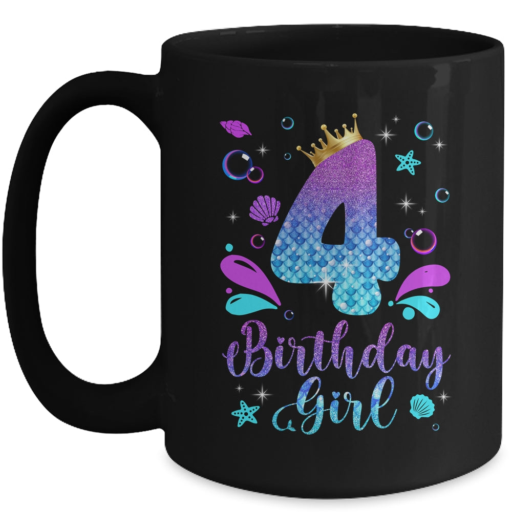It's My 4th Bday Mermaid Funny Birthday Girls 4 Years Old Mug | teecentury