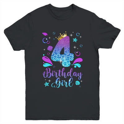 It's My 4th Bday Mermaid Funny Birthday Girls 4 Years Old Youth Shirt | teecentury