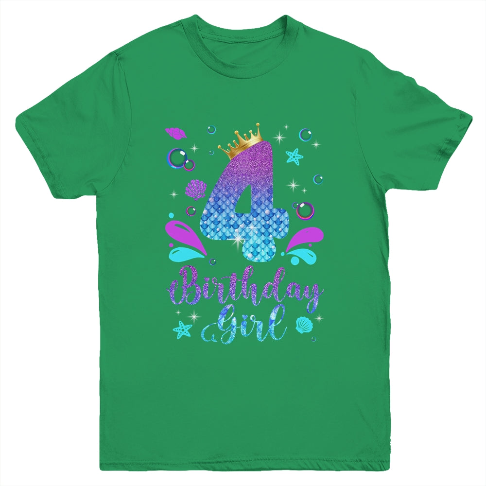It's My 4th Bday Mermaid Funny Birthday Girls 4 Years Old Youth Shirt | teecentury