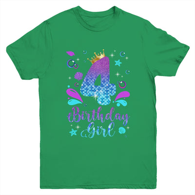 It's My 4th Bday Mermaid Funny Birthday Girls 4 Years Old Youth Shirt | teecentury