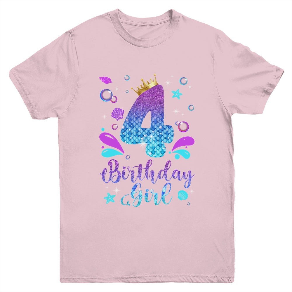 It's My 4th Bday Mermaid Funny Birthday Girls 4 Years Old Youth Shirt | teecentury