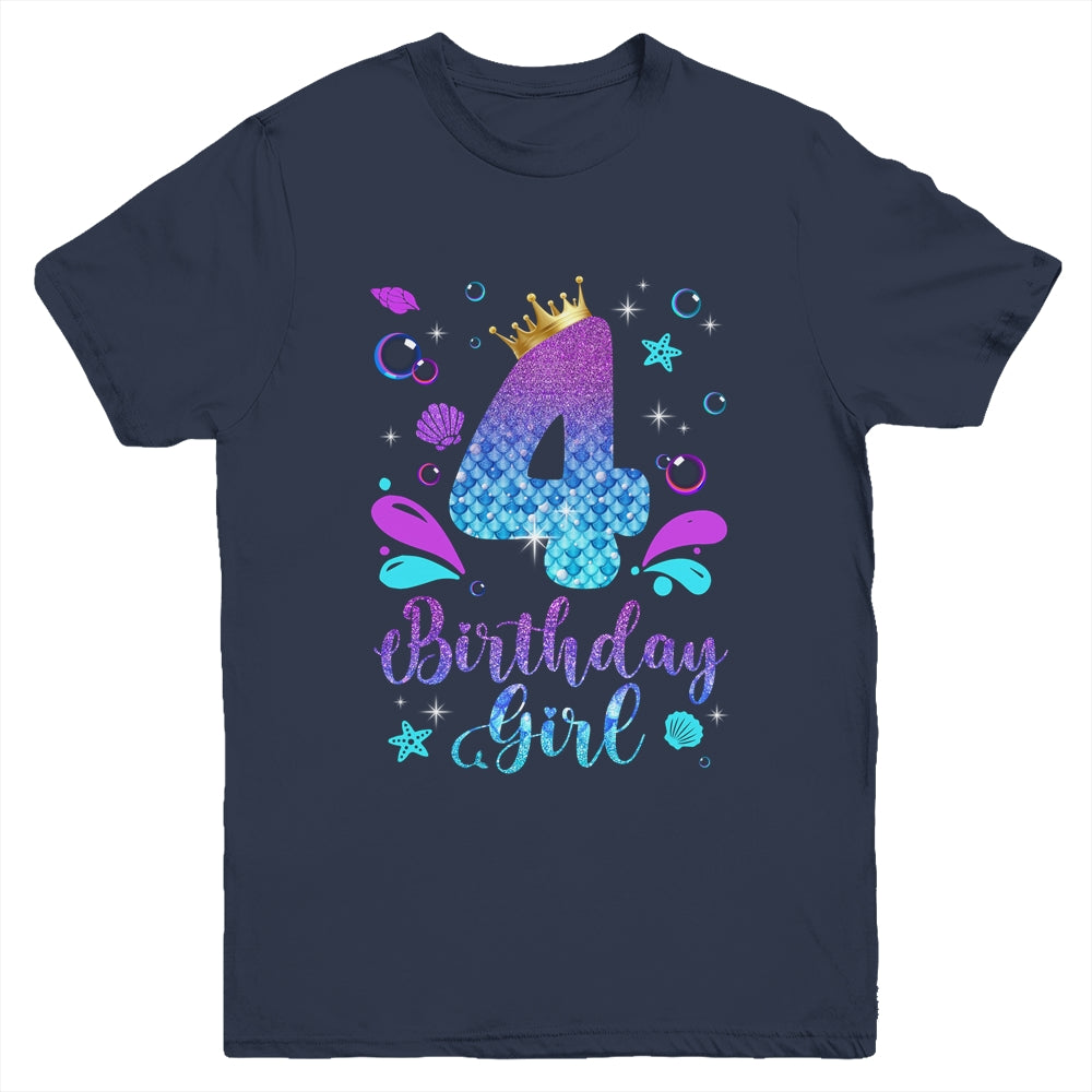 It's My 4th Bday Mermaid Funny Birthday Girls 4 Years Old Youth Shirt | teecentury