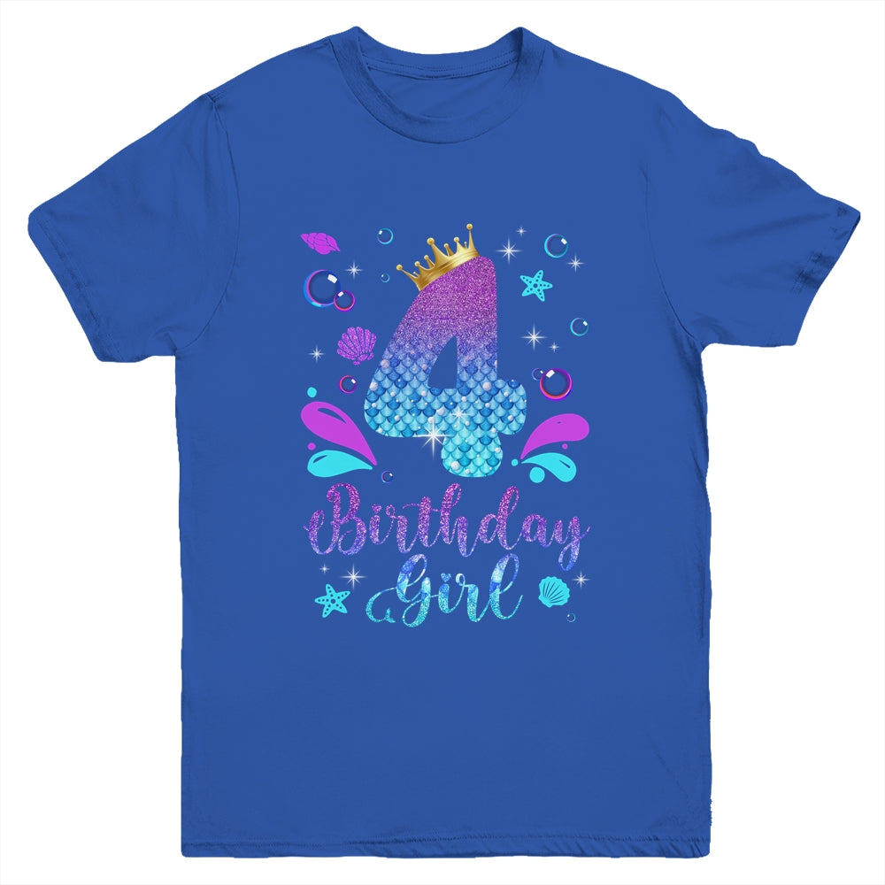 It's My 4th Bday Mermaid Funny Birthday Girls 4 Years Old Youth Shirt | teecentury