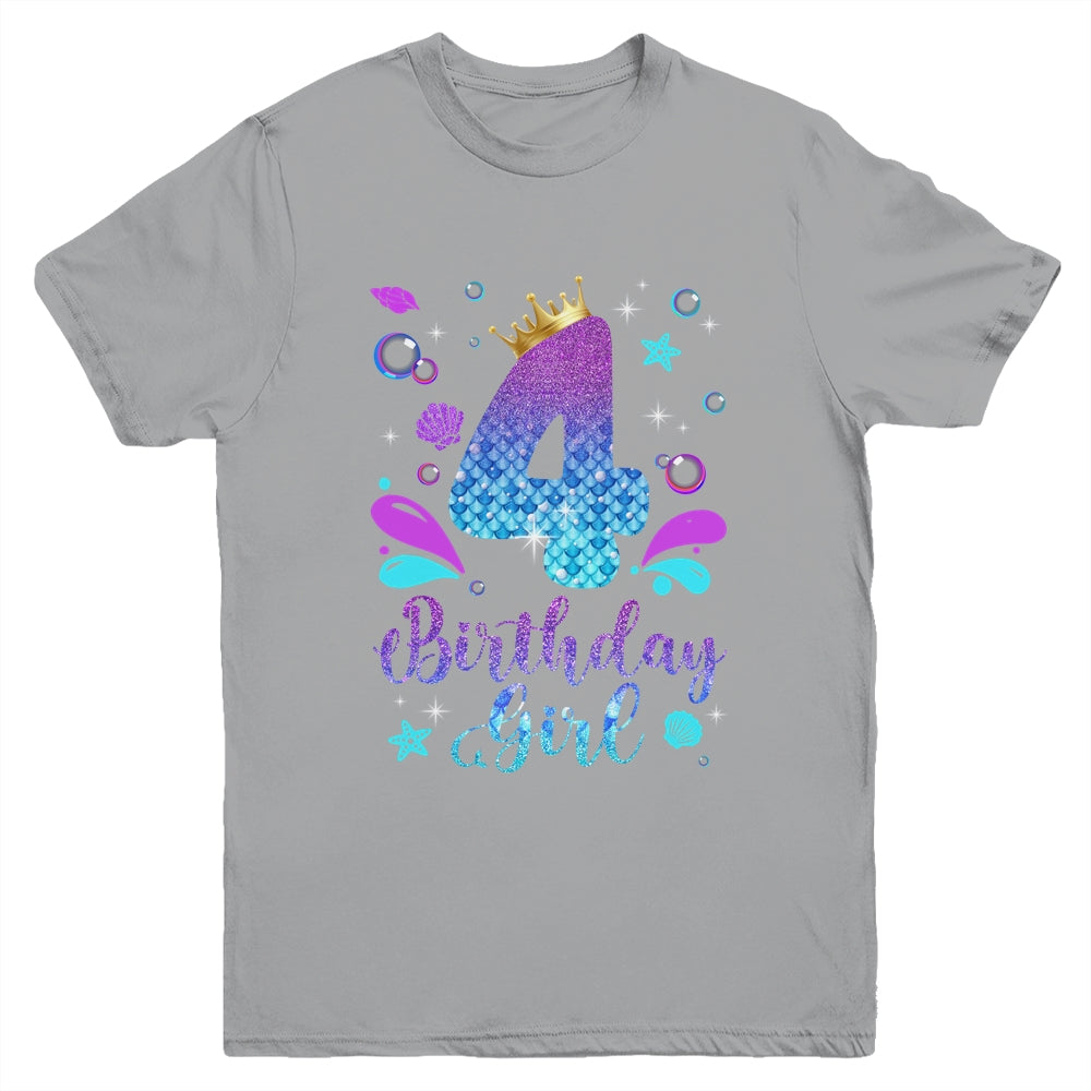 It's My 4th Bday Mermaid Funny Birthday Girls 4 Years Old Youth Shirt | teecentury
