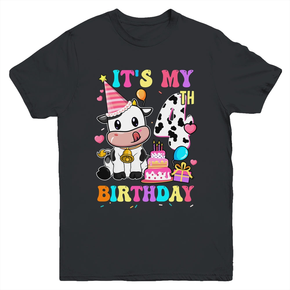 It's My 4th Birthday Dairy Cow Girls Funny 4 Year Old Youth Shirt | teecentury