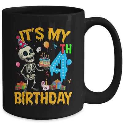 It's My 4th Birthday Party Halloween Skeleton Birthday Kids Mug | teecentury