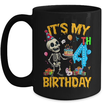 It's My 4th Birthday Party Halloween Skeleton Birthday Kids Mug | teecentury