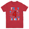 It's My 4th Birthday Spider Web Theme Party 4 Years Old Boys Youth Shirt | teecentury