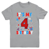 It's My 4th Birthday Spider Web Theme Party 4 Years Old Boys Youth Shirt | teecentury