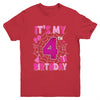 It's My 4th Birthday Spider Web Theme Party 4 Years Old Girl Youth Shirt | teecentury