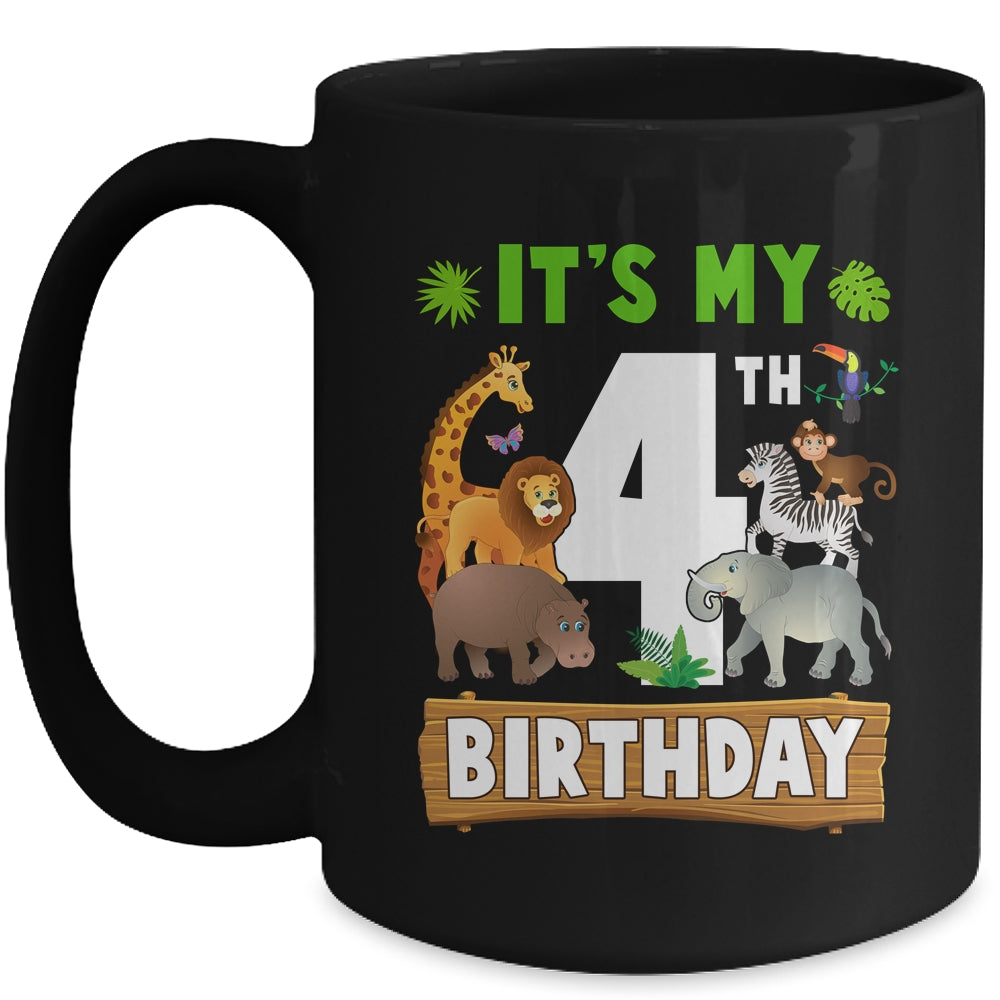 It's My 4th Birthday Zoo Jungle Safari 4 Years Old Birthday Mug | teecentury
