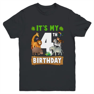 It's My 4th Birthday Zoo Jungle Safari 4 Years Old Birthday Youth Shirt | teecentury