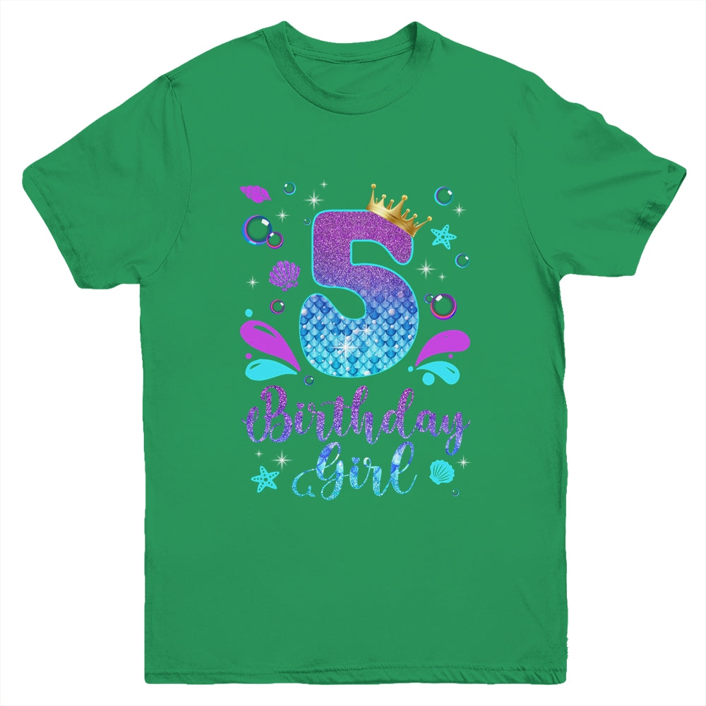 It's My 5th Bday Mermaid Funny Birthday Girls 5 Years Old Youth Shirt | teecentury