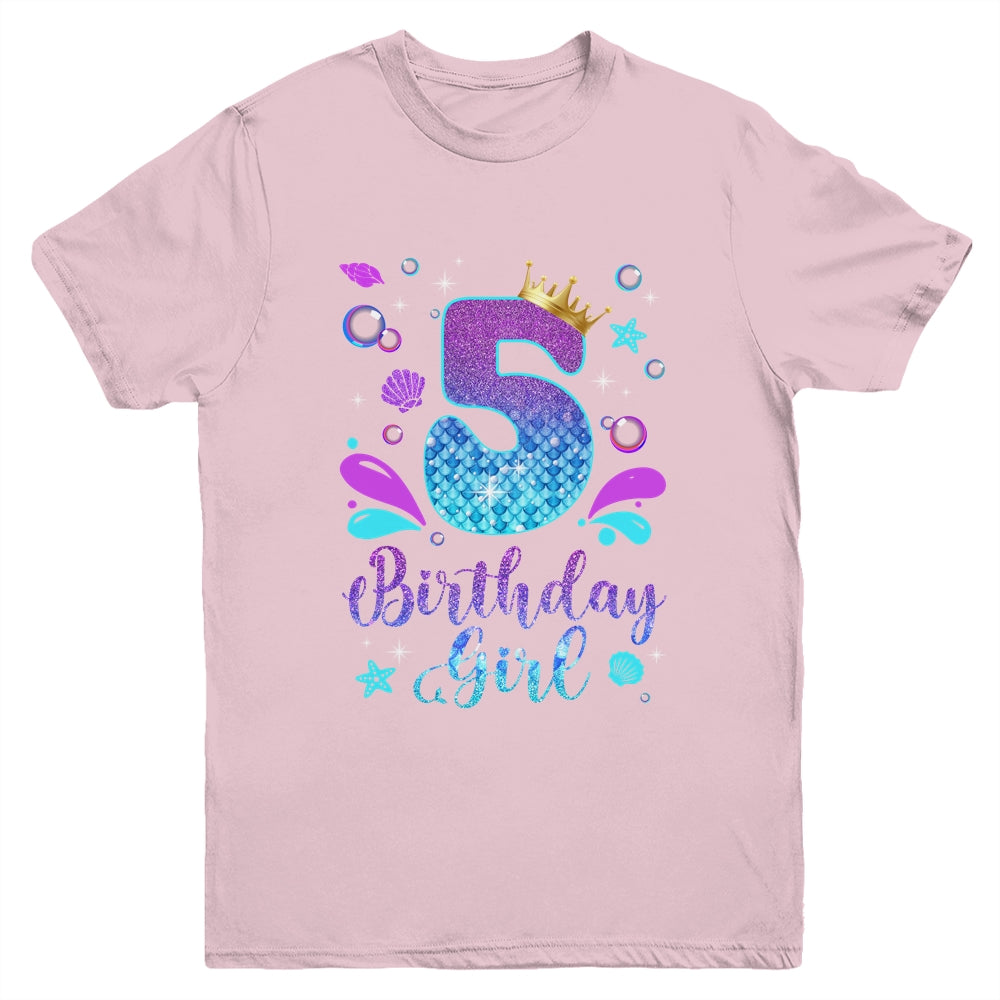 It's My 5th Bday Mermaid Funny Birthday Girls 5 Years Old Youth Shirt | teecentury