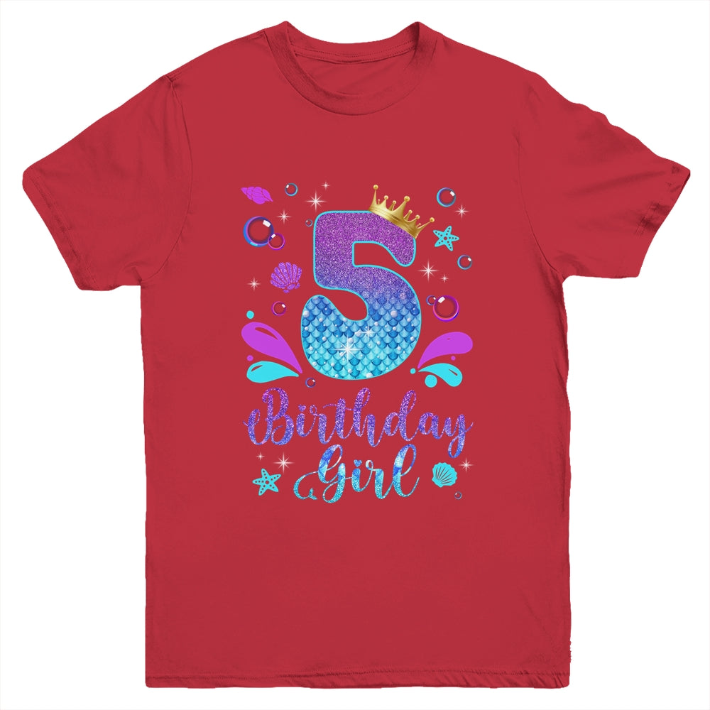 It's My 5th Bday Mermaid Funny Birthday Girls 5 Years Old Youth Shirt | teecentury