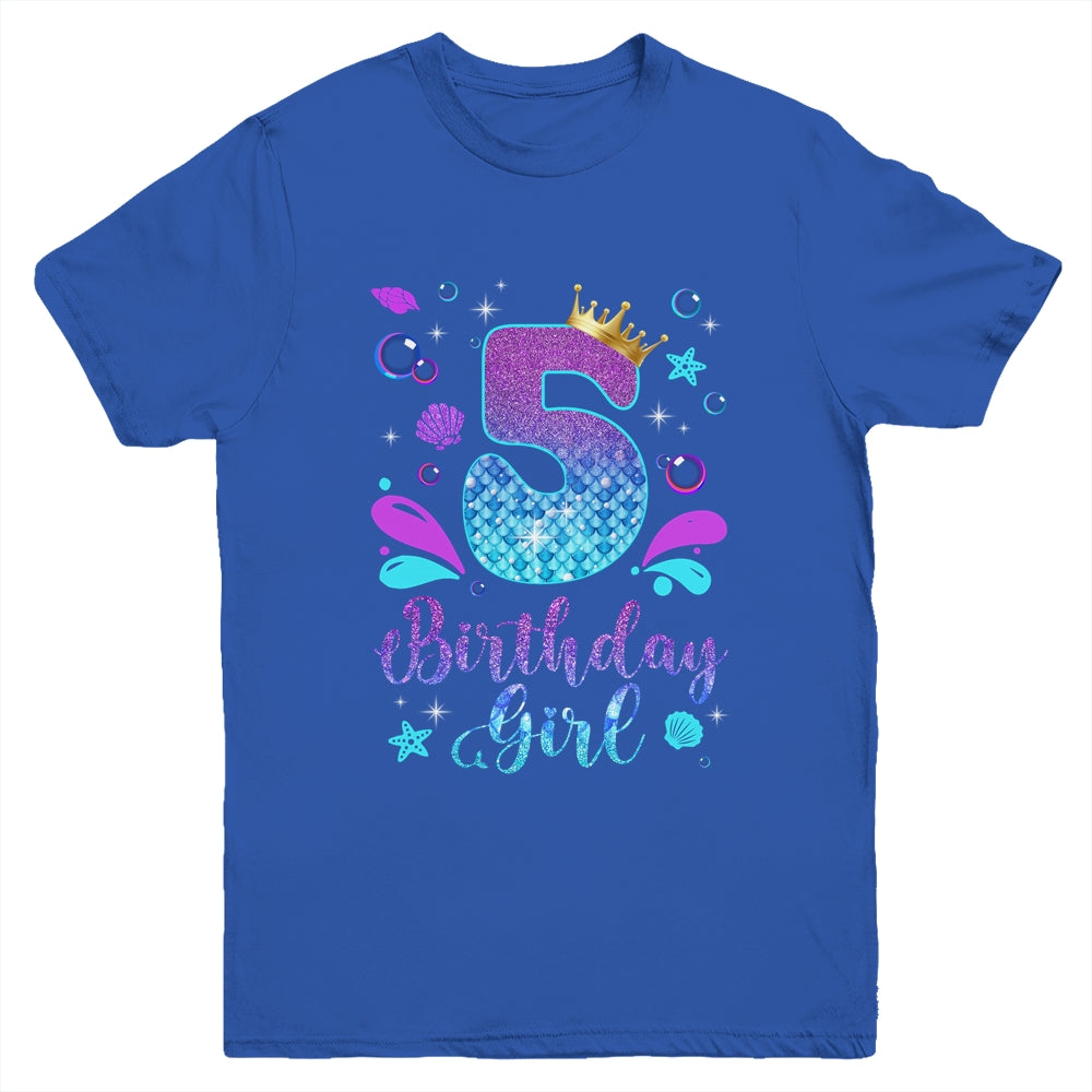 It's My 5th Bday Mermaid Funny Birthday Girls 5 Years Old Youth Shirt | teecentury