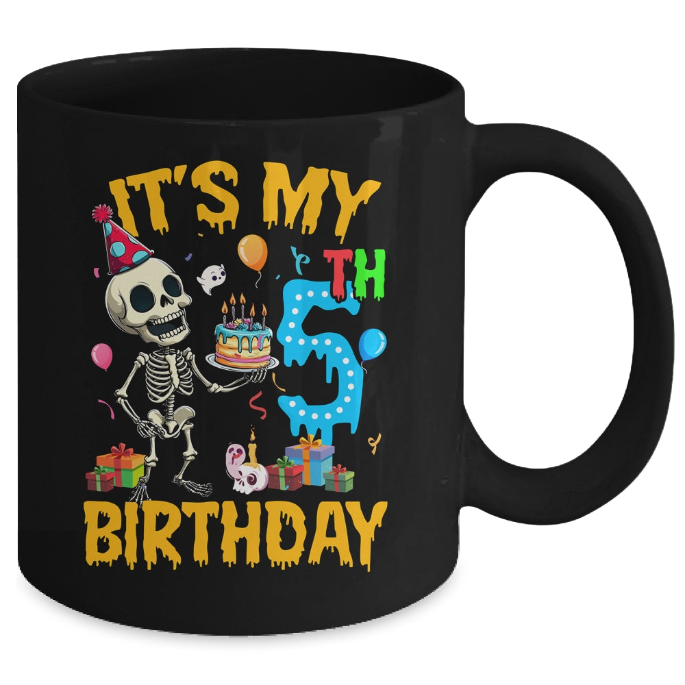 It's My 5th Birthday Party Halloween Skeleton Birthday Kids Mug | teecentury