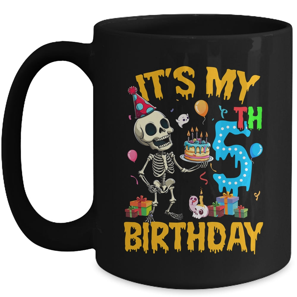 It's My 5th Birthday Party Halloween Skeleton Birthday Kids Mug | teecentury