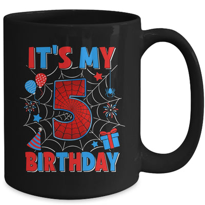 It's My 5th Birthday Spider Web Theme Party 5 Years Old Boys Mug | teecentury