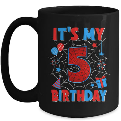 It's My 5th Birthday Spider Web Theme Party 5 Years Old Boys Mug | teecentury