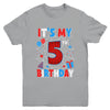 It's My 5th Birthday Spider Web Theme Party 5 Years Old Boys Youth Shirt | teecentury